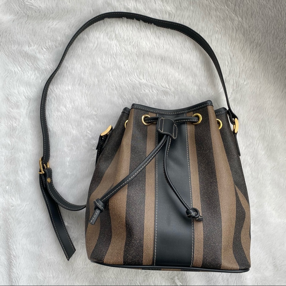 Pequin Stripe Coated Canvas Bucket Bag